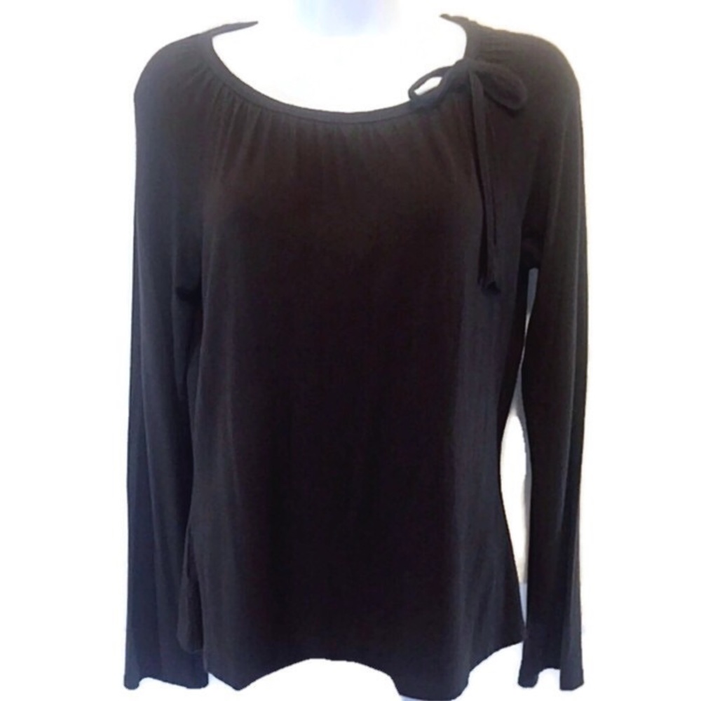 Ann Taylor Brown Long Sleeve Top w/ Bow